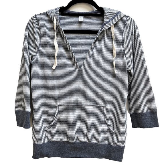 Old Navy Intimates Nautical Stripe 3/4 Pullover with Hood | V-Neck - Picture 1 of 10